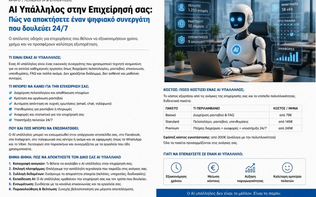AI Υπάλληλος: Η νέα εποχή για κάθε επιχείρηση έχει ήδη ξεκινήσει Από την επιστημονική φαντασία… στην καθημερινότητα.